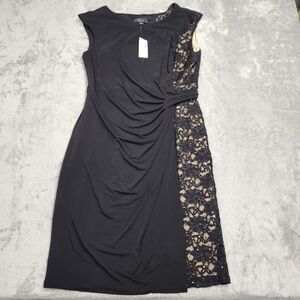 Dressbarn collection new with tags dress black and Cream. Size 12 faux wrap knee